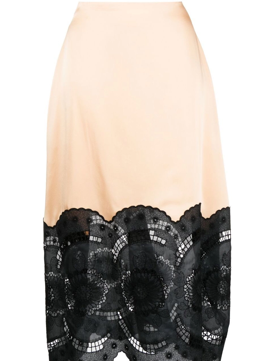 Cheap Women Stella McCartney midi cotton-linen skirt broderie-anglais 0825